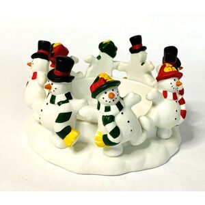 Partylite Snowman Christmas Frolicking Frosty Candle Holder 9" Outside Diameter
